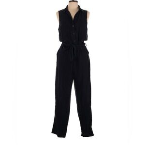 cloth & stone Sleeveless Black Button-Front Tie-Waist Jumpsuit